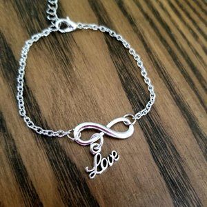 Infinity Bracelet Silver Tone Link Bracelet/Anklet
